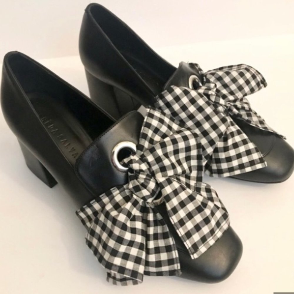 Freda Salvador Annie Gingham Tie Heeled Loafer
